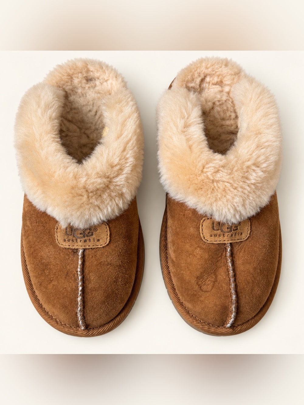 UGG Australia Chestnut Suede Cozy Cuff Slip-On Slippers Women’s Size 7